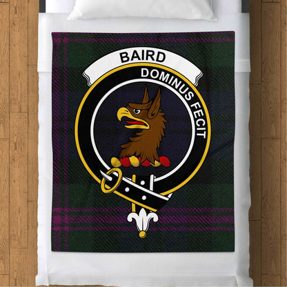 Baird Dominus Fecit Scottish Tartan Crest Throw Blanket - Living Stone Gifts