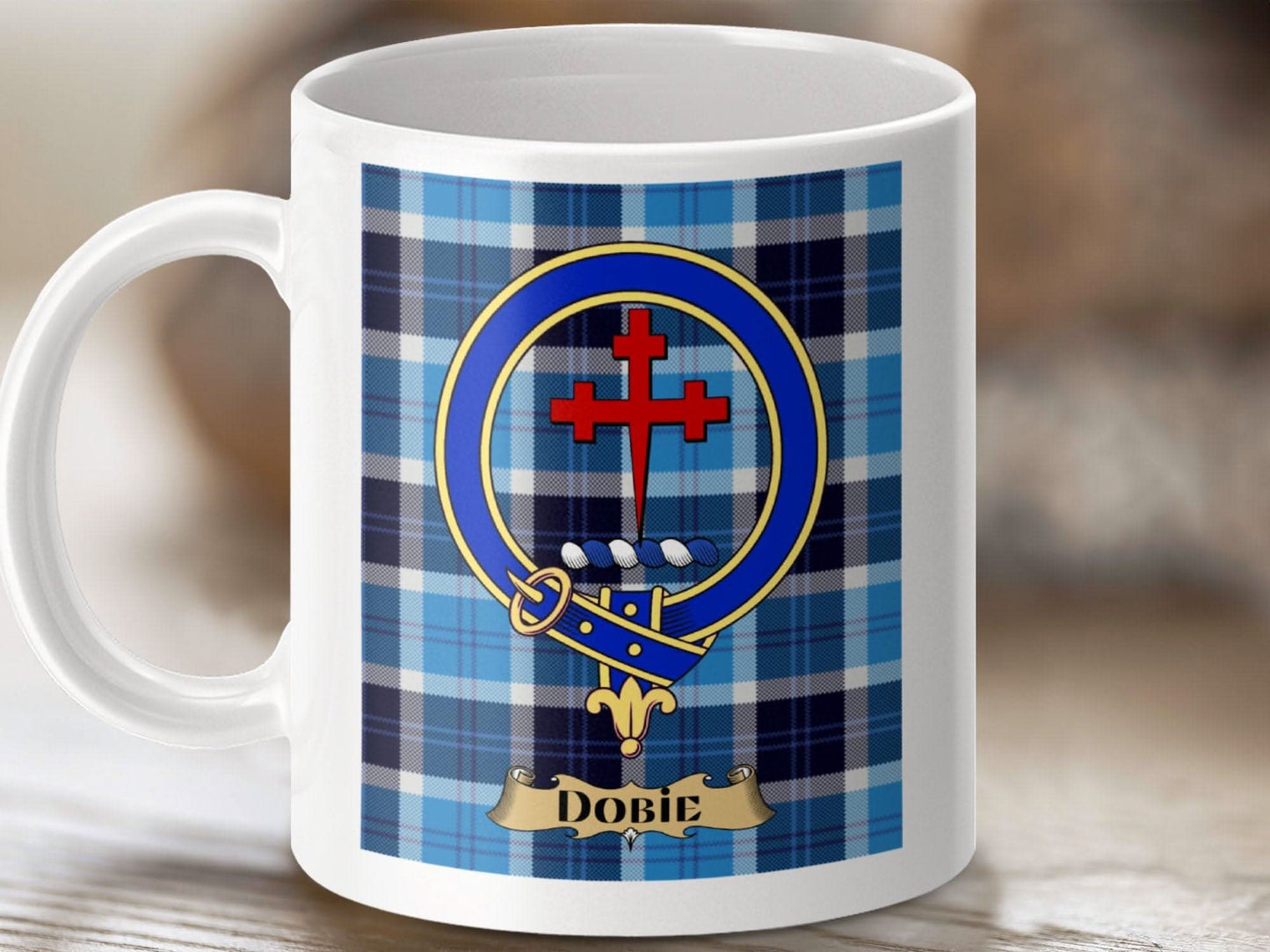 Blue Tartan Design Dobie Clan Emblem Mug product