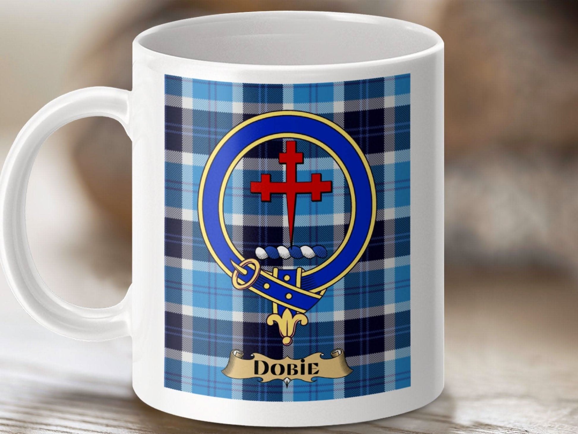 Blue Tartan Design Dobie Clan Emblem Mug product