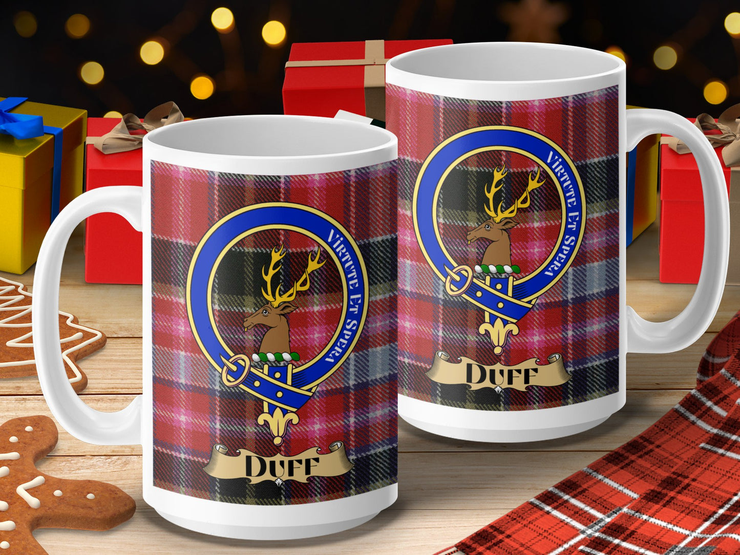 Clan Duff Scottish Tartan Crest Design Mug - Living Stone Gifts