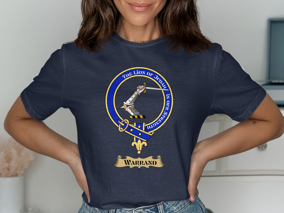 Warrand Scottish clan crest design on Navy T-shirt