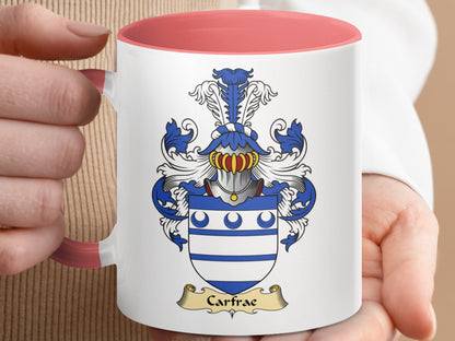 Clan Carfrae Scottish Coat of Arms Accent Mug - Living Stone Gifts