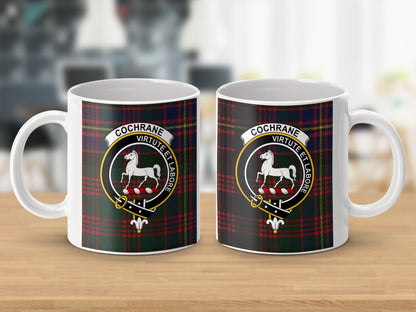 Clan Cochrane Scottish Tartan Crest Design Mug - Living Stone Gifts