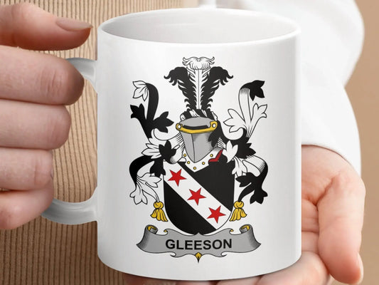 Gleeson Surname Irish Family Crest Mug - Celtic Ancestry Gifts