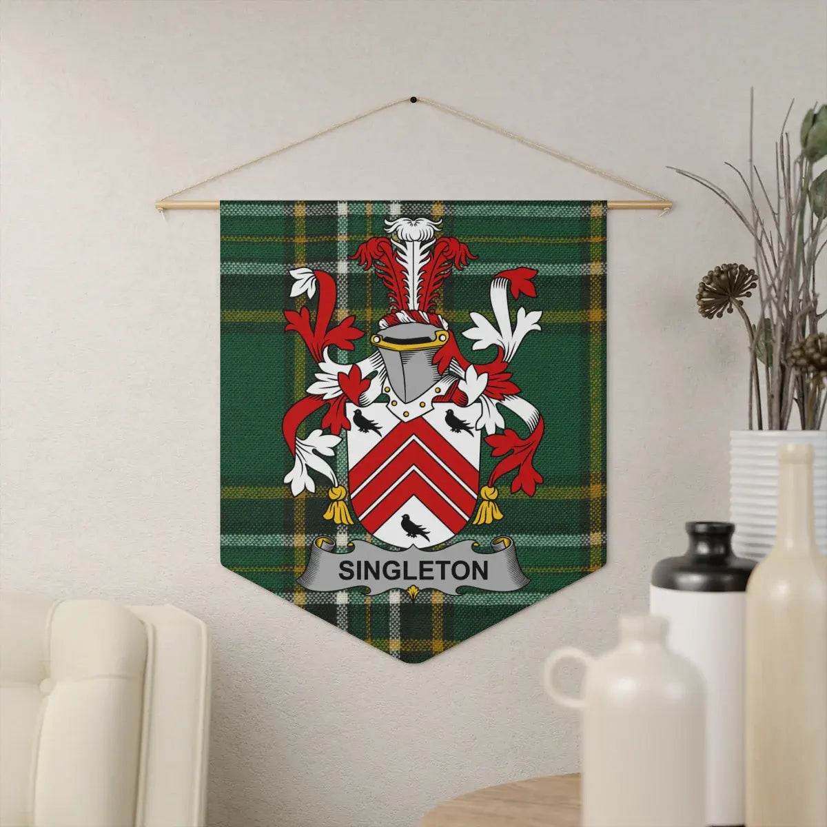 Family Crest Plaid Pattern Hanging Wall Banner product