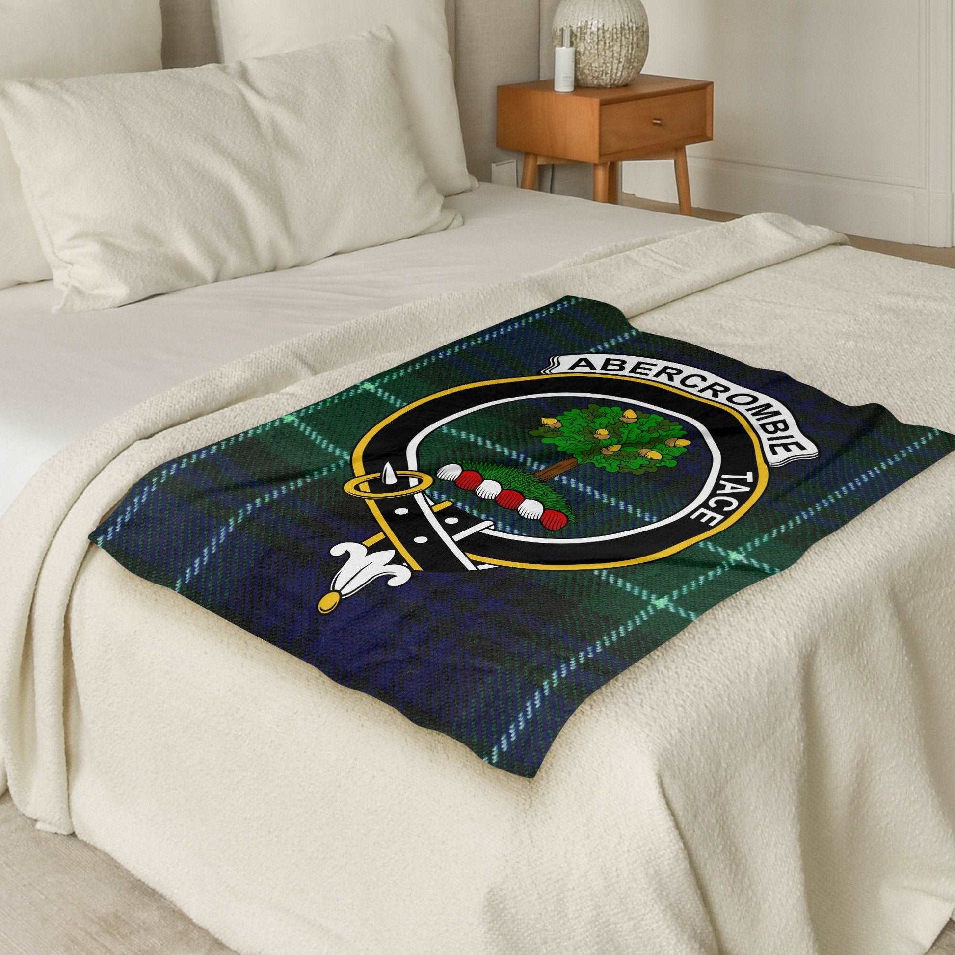 Abercrombie Tace Crest Scottish Tartan Throw Blanket - Living Stone Gifts