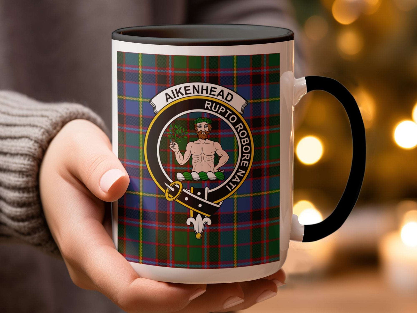 Aikenhead Clan Crest Tartan Pattern Coffee Mug - Living Stone Gifts