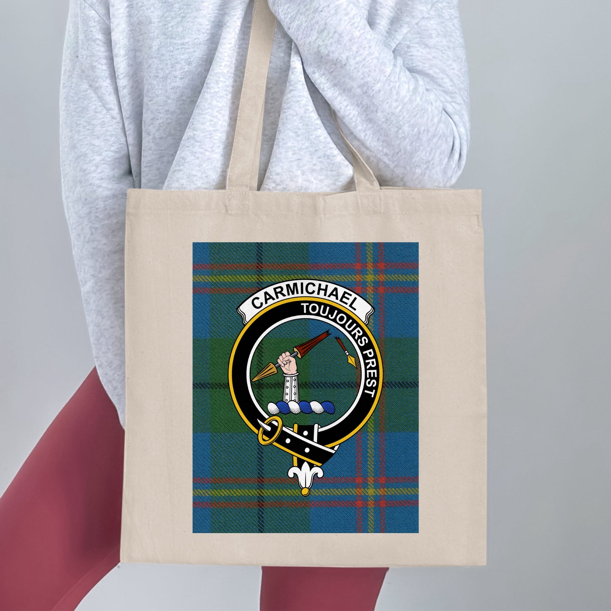 Carmichael Clan Crest Scottish Tartan Tote Bag - Living Stone Gifts