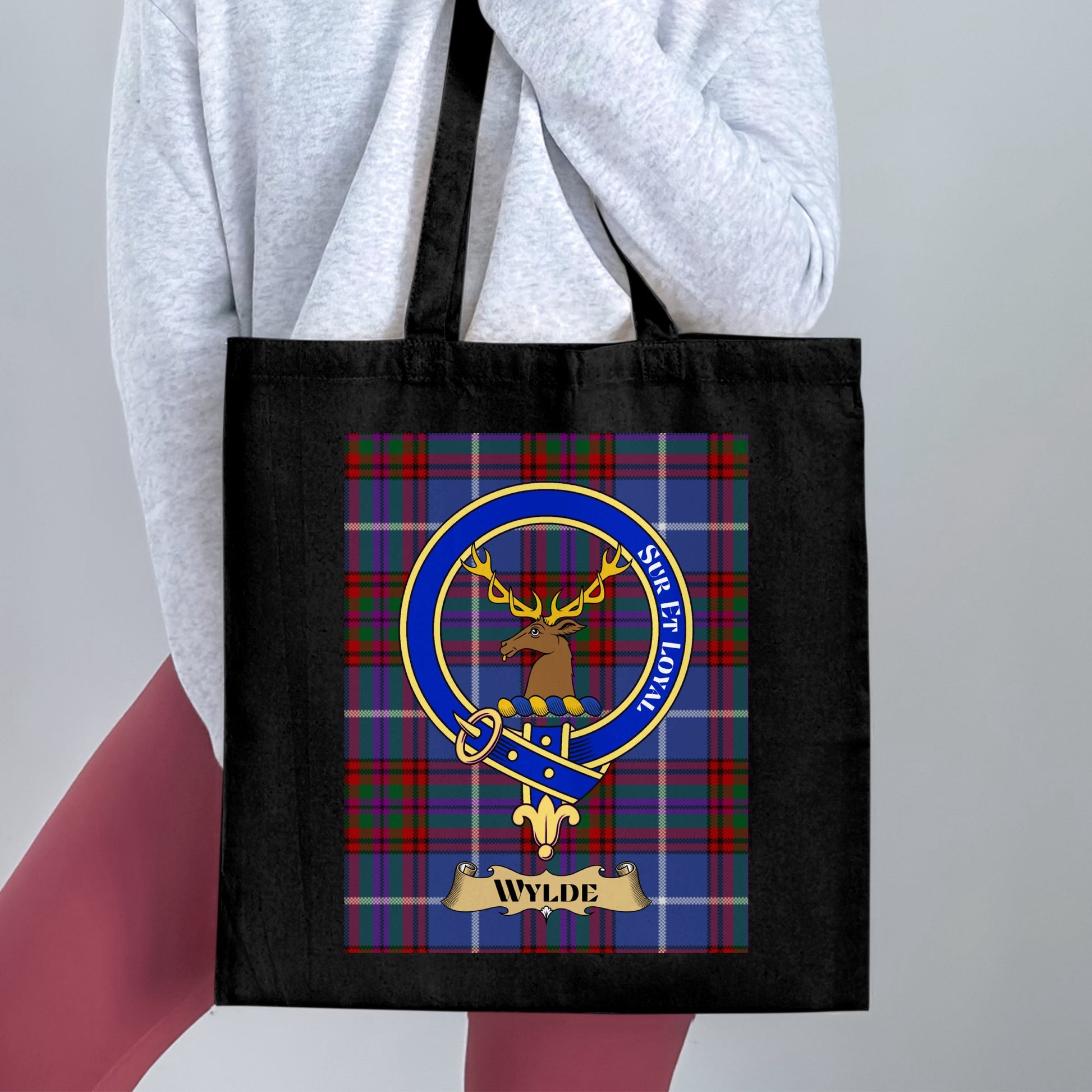 Scottish Clan Crest Tartan Background Tote Bag - Living Stone Gifts