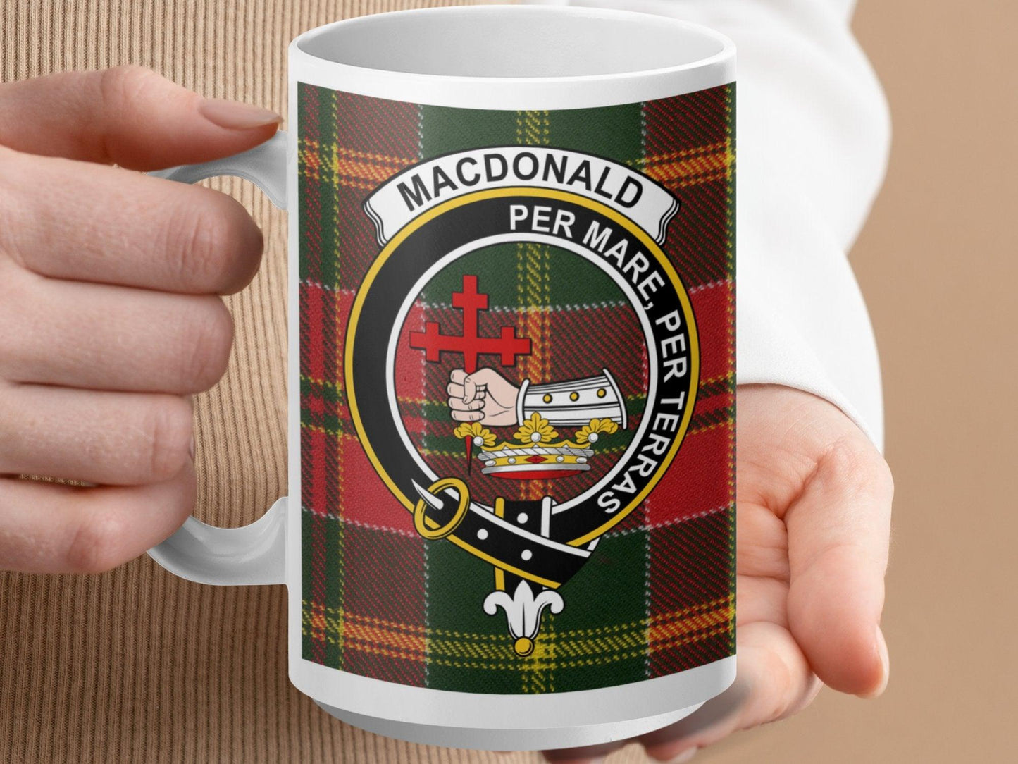 Scottish Clan Macdonald Crest Tartan Plaid Design Mug - Living Stone Gifts