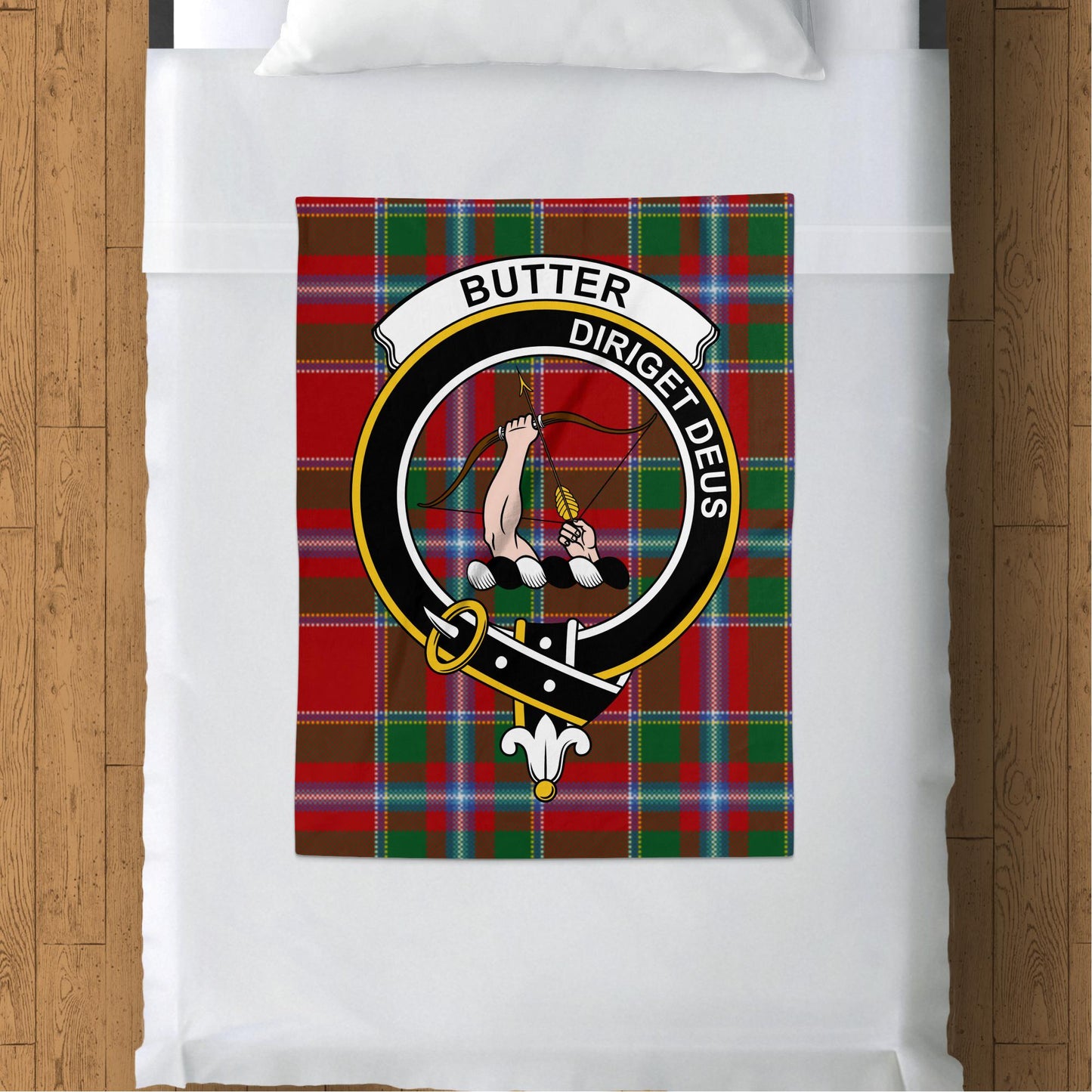 Scottish Clan Butter Crest Tartan Throw Blanket - Living Stone Gifts