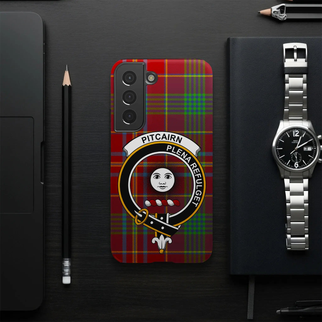 Pitcairn Plena Refulget tartan Samsung Galaxy case — edge-to-edge print, slim glossy build