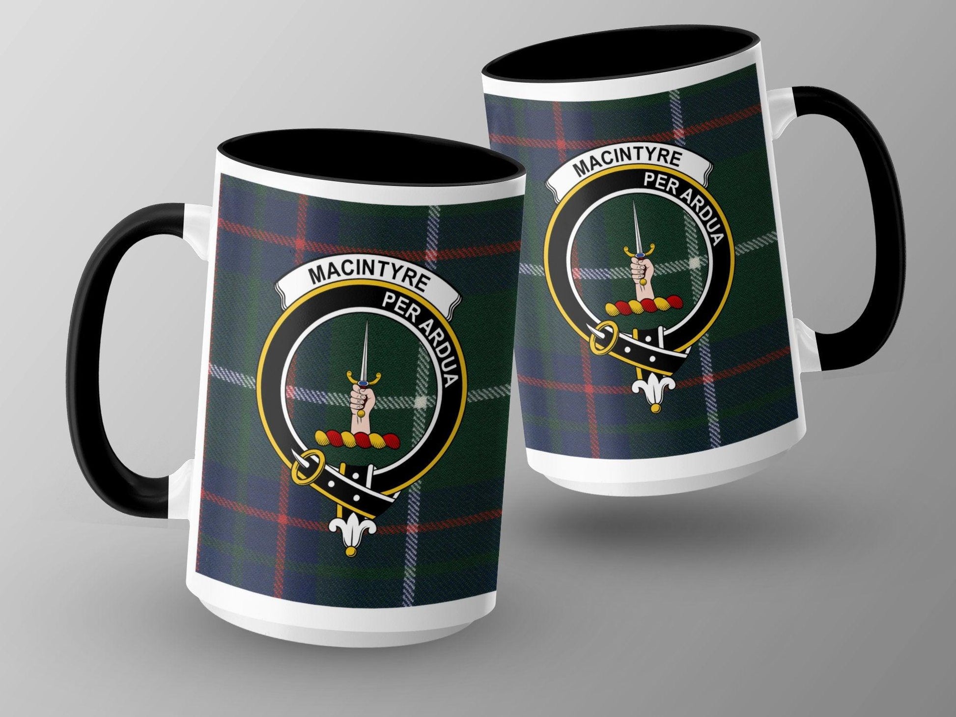 MacIntyre Crest Clan Tartan Scottish Plaid Pattern Mug - Living Stone Gifts