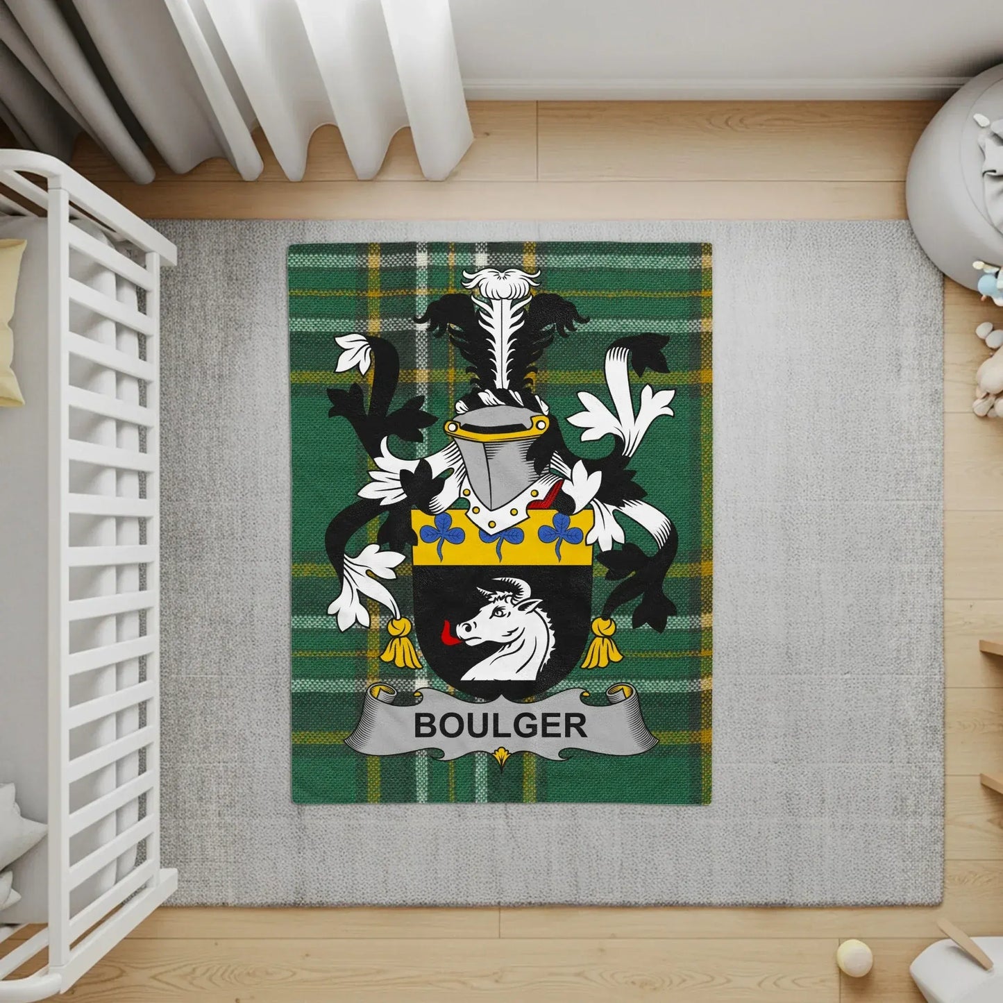 Bold and Vibrant Boulger Crest Design Rug product