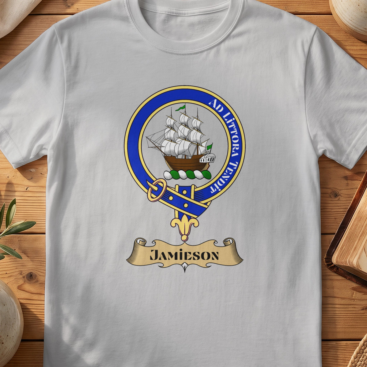 Jamieson Scottish clan crest T-shirt in Sport Grey