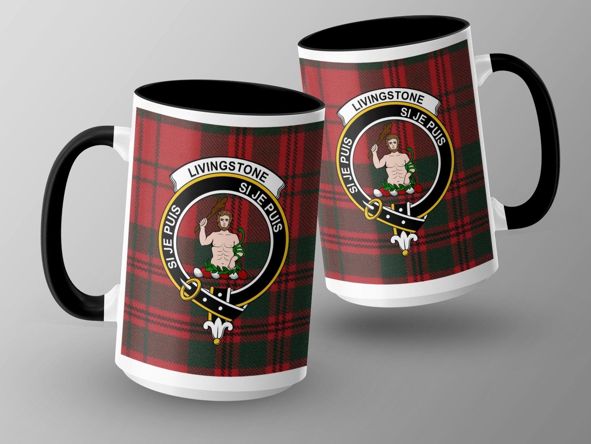 Livingstone Clan Scottish Tartan Plaid Crest Mug - Living Stone Gifts