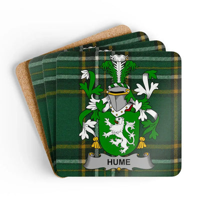 Green Plaid Hume Family Crest Coaster Set product type