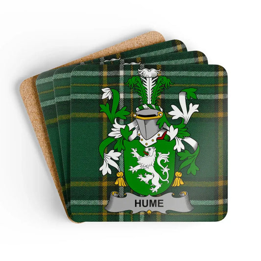 Green Plaid Hume Family Crest Coaster Set product type