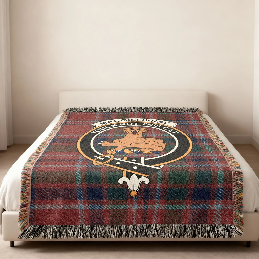 MacGillivray Touch Not the Cat woven throw blanket — heirloom cotton tartan customised design