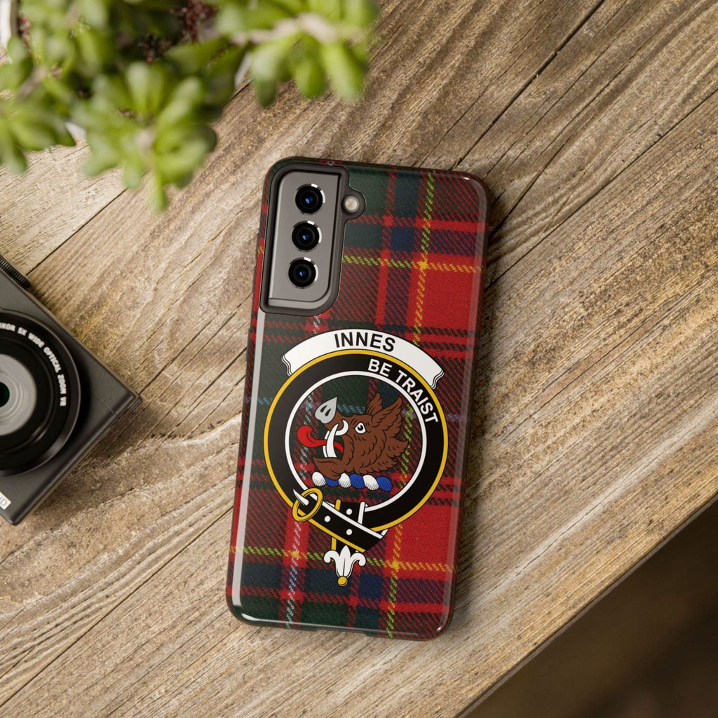 Innes Clan Crest Scottish Tartan Design Cell Phone Case - Celtic Ancestry Gifts