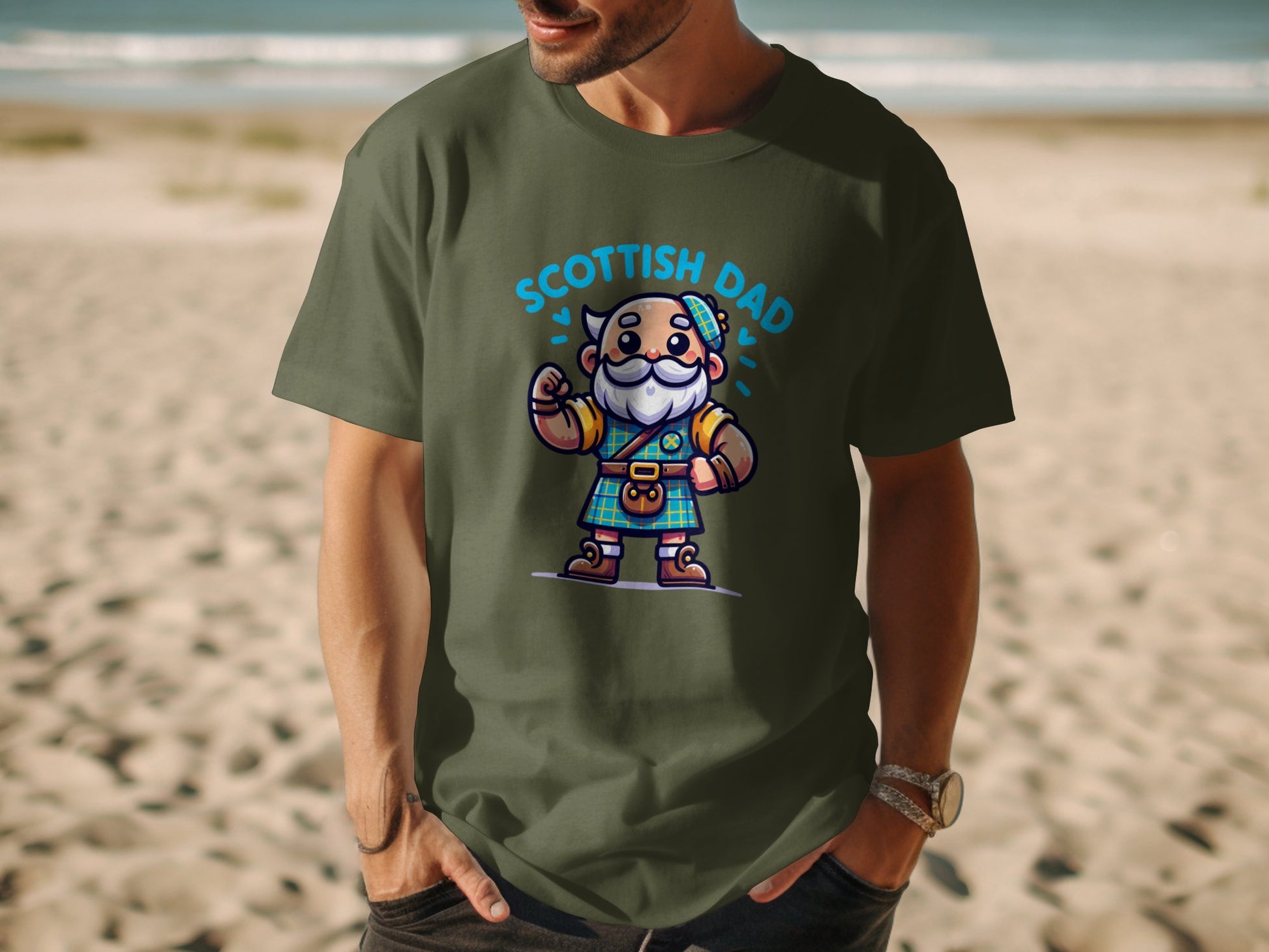 Proud Scottish Dad Cartoon Character T-Shirt - Living Stone Gifts