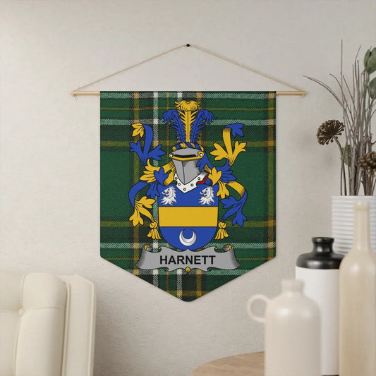 Harnett Family Crest Green Plaid Wall Tapestry product