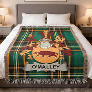 O'MALLEY Surname Irish heritage Woven Blanket