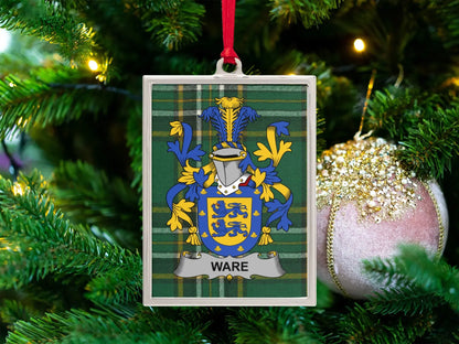 Heraldic Family Crest Plaid Christmas Ornament product type