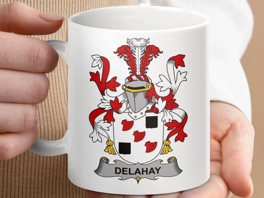 Delahay Surname Irish Family Crest Mug - Celtic Ancestry Gifts