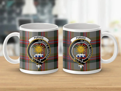 Purves Clariore Tenebris Plaid Clan Crest Mug product