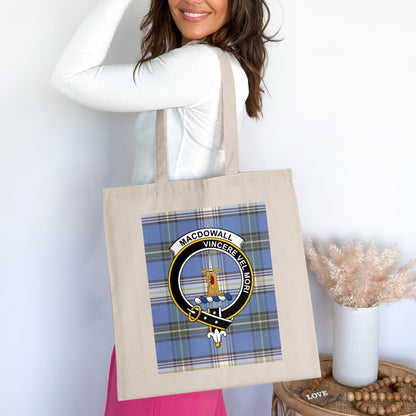 Clan Macdowall's Scottish Crest Tartan Tote Bag - Living Stone Gifts