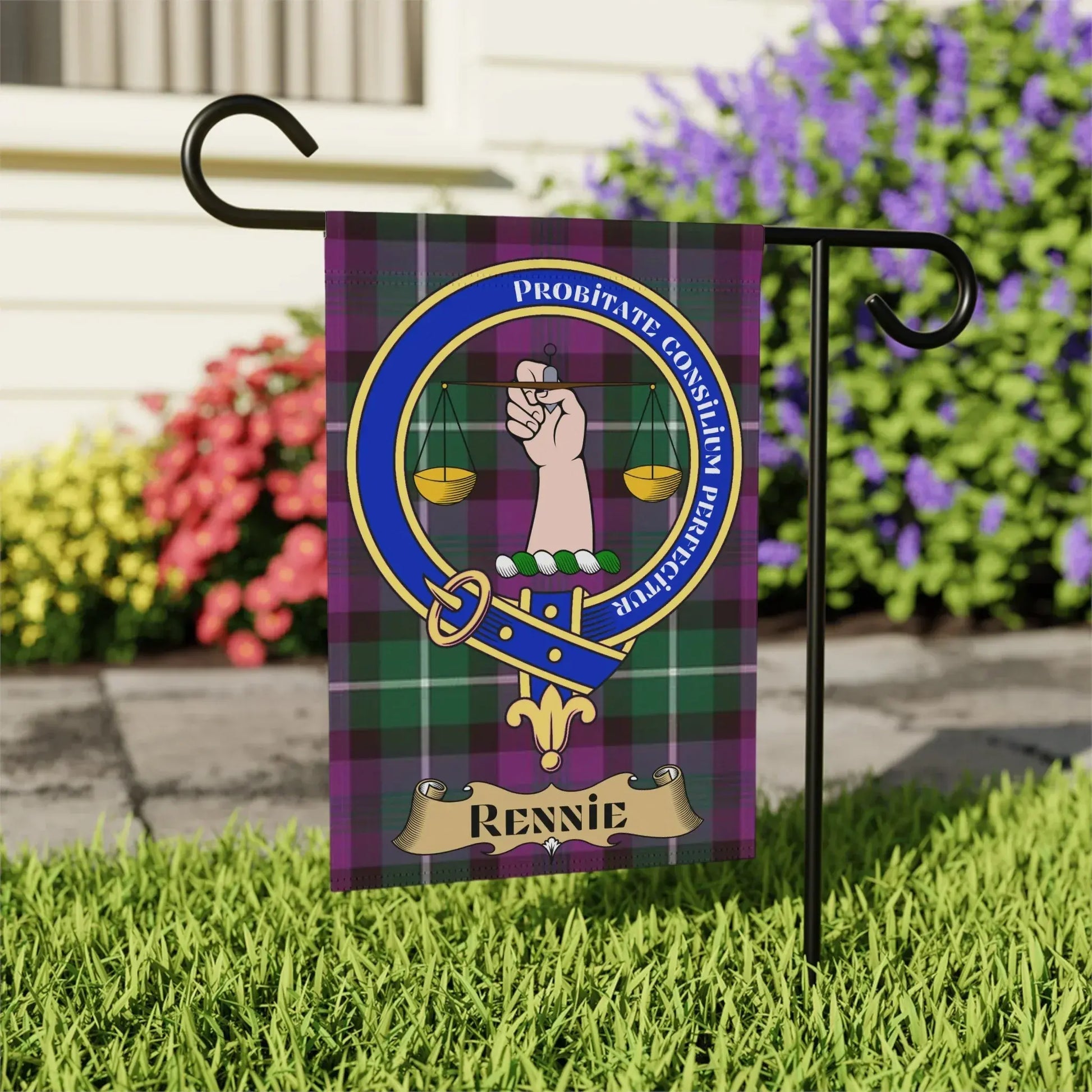 Custom Garden Flag with Rennie Clan Crest product type