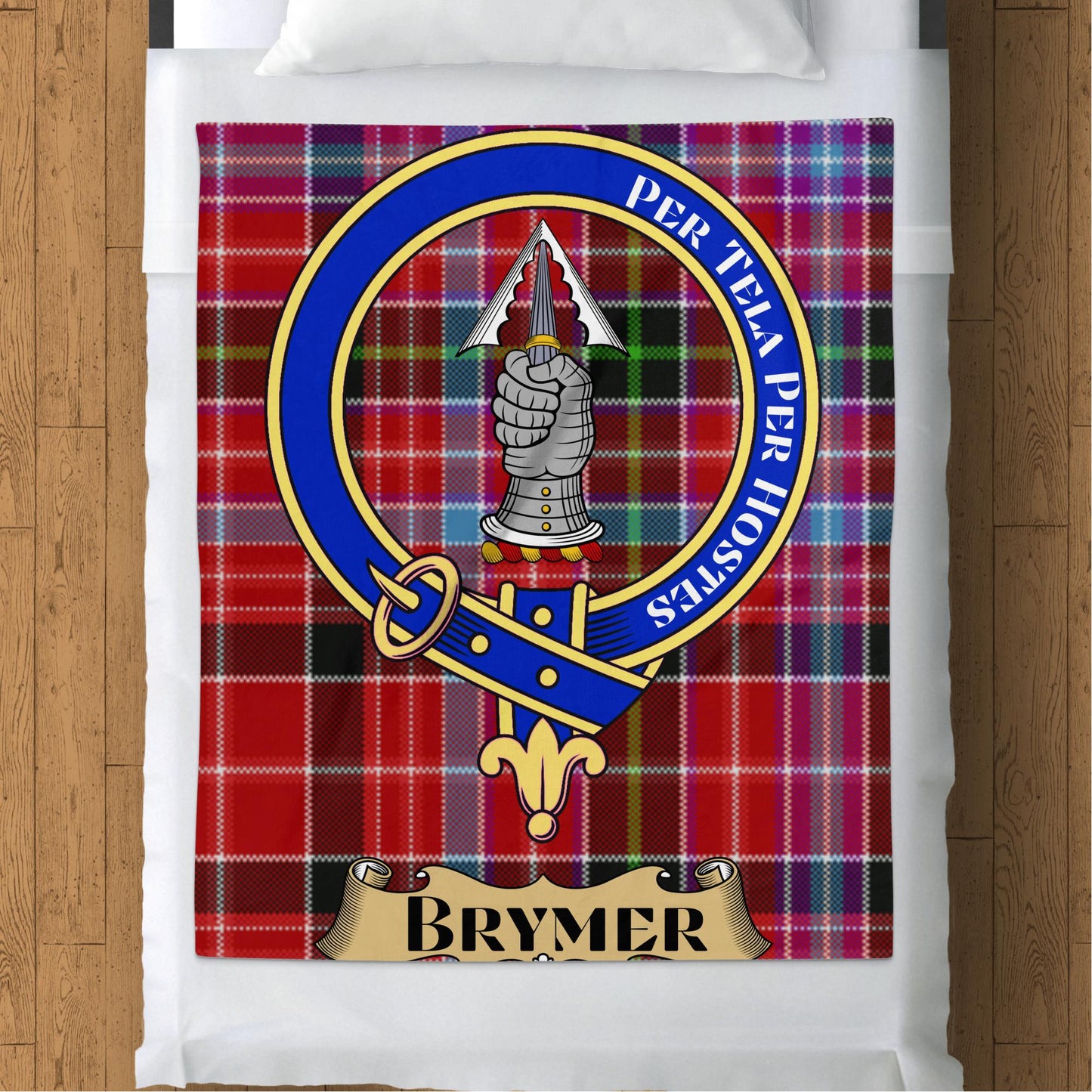 Clan Brymer Crest Scottish Tartan Throw Blanket - Living Stone Gifts