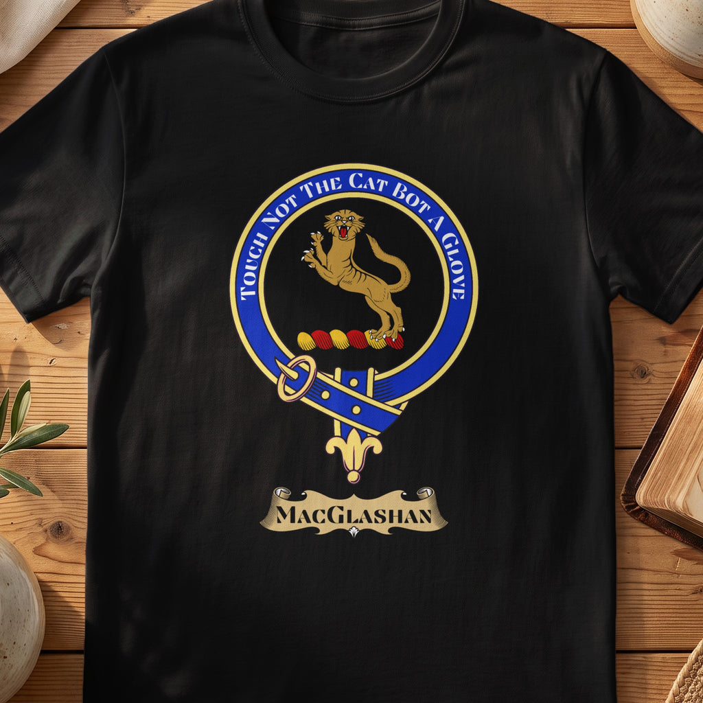 MacGlashan Scottish clan crest T-shirt in black