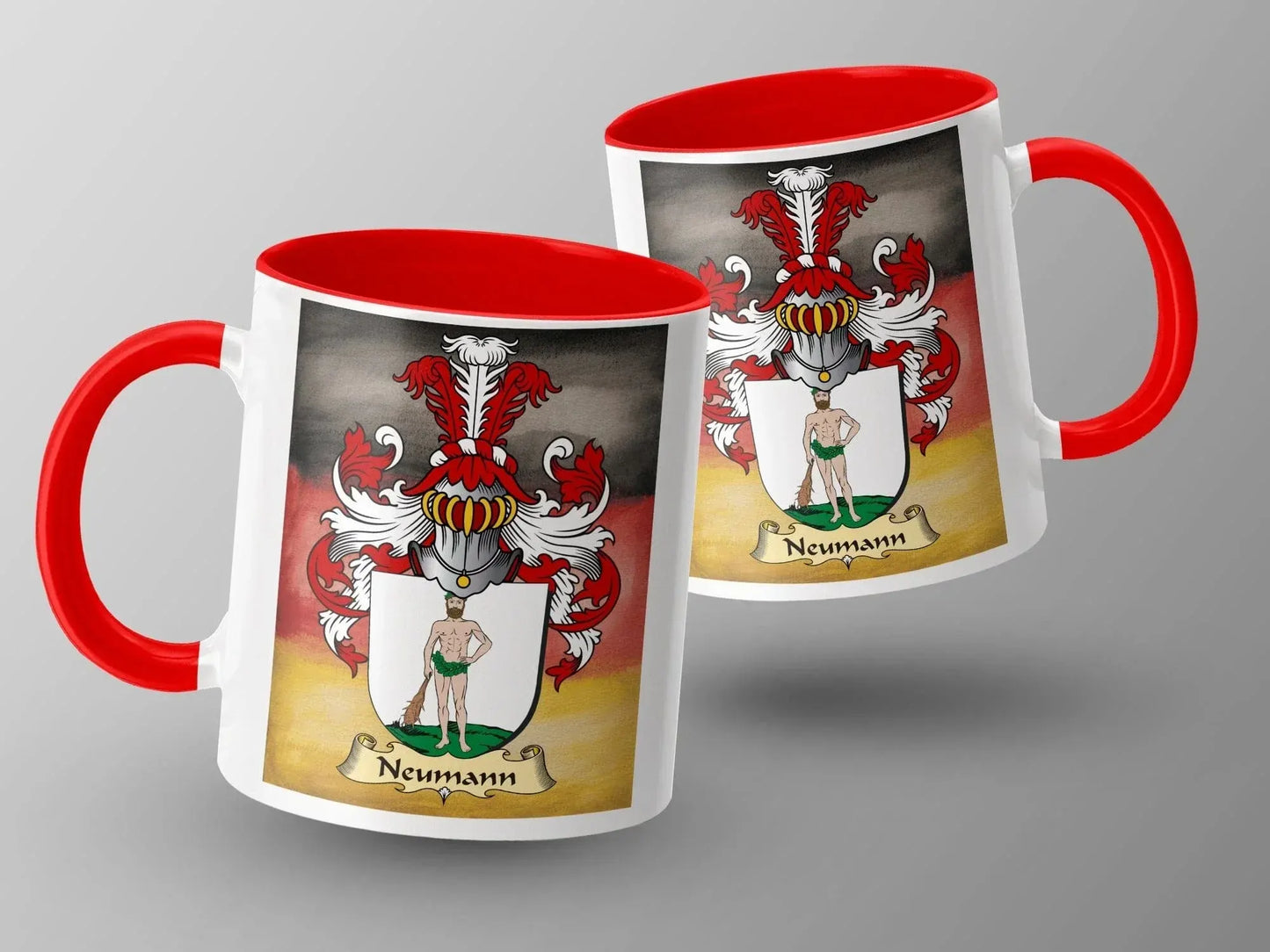 Personalized Family Crest Red Handle Mug product