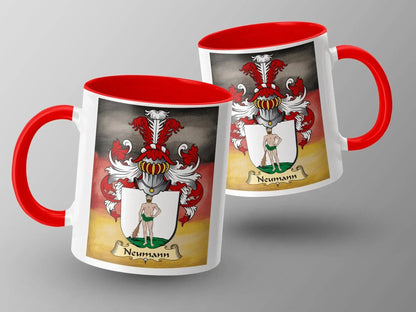 Personalized Family Crest Red Handle Mug product