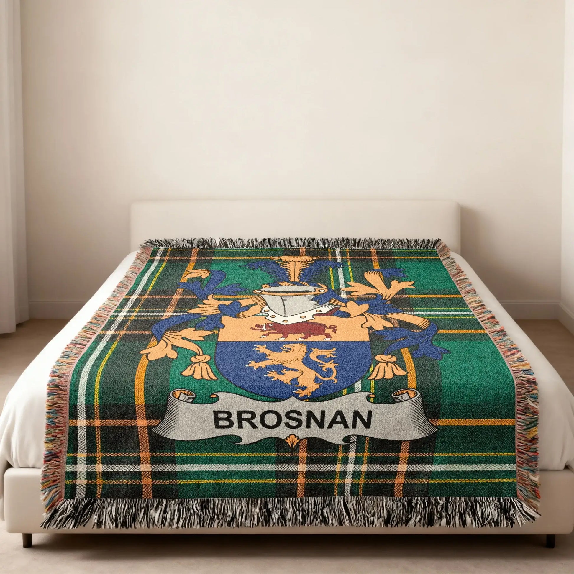 Brosnan Emblem Green Plaid Throw product type