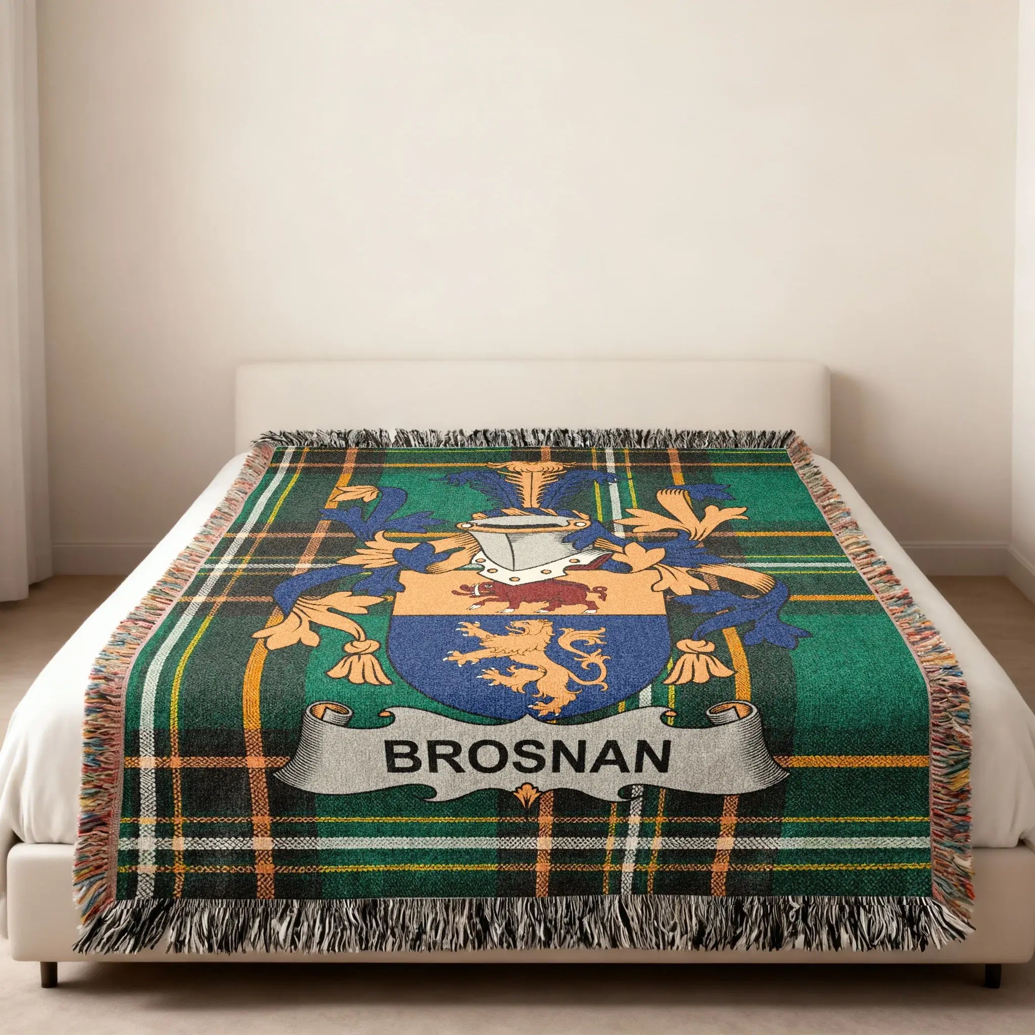 Brosnan Emblem Green Plaid Throw product type