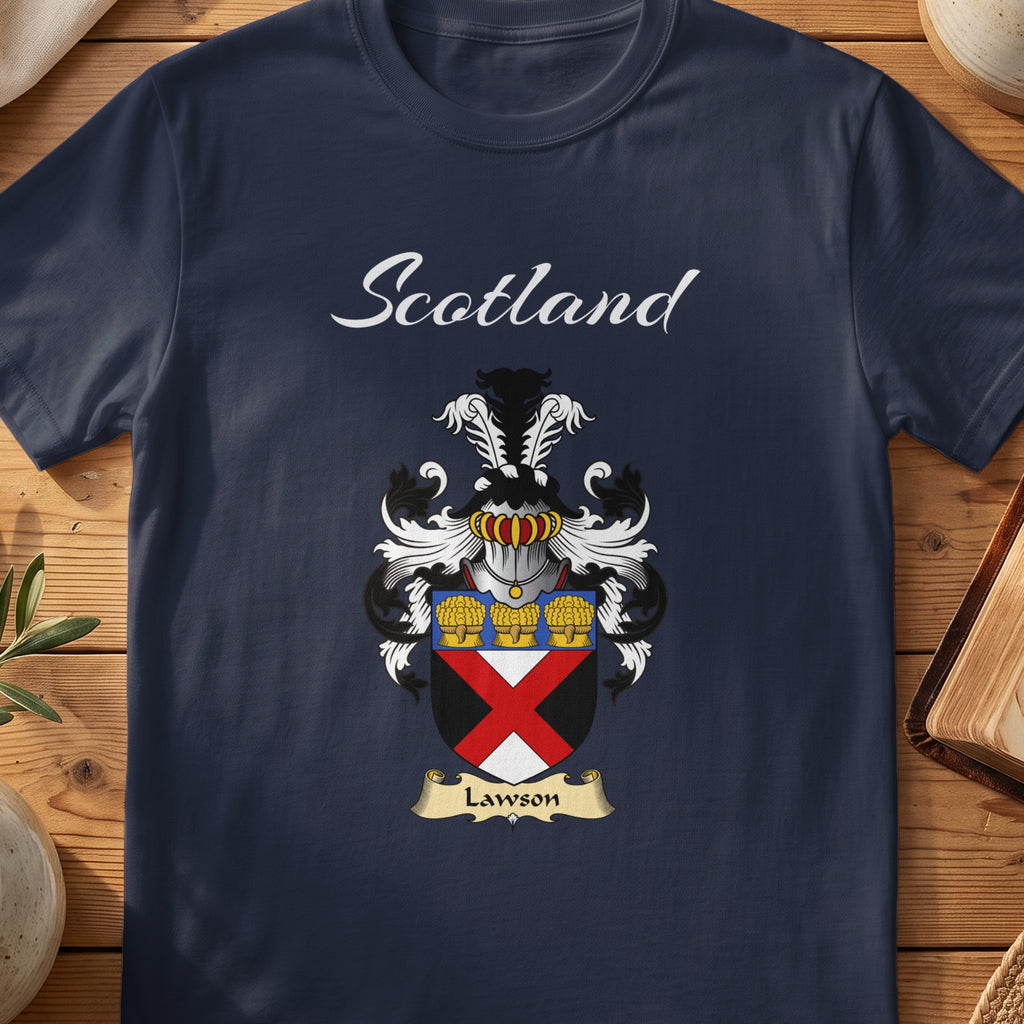 Lawson Scottish family shield T-shirt in Navy