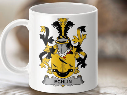 Echlin Surname Irish Family Crest Mug - Celtic Ancestry Gifts