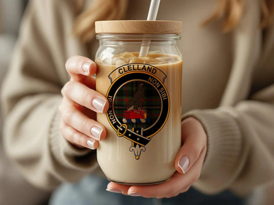 Personalized Clelland Clan Crest Mason Jar product