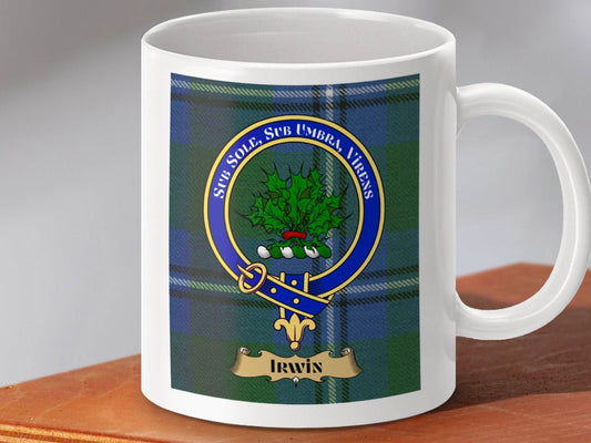 Irwin Clan Crest Mug with Tartan Design product type