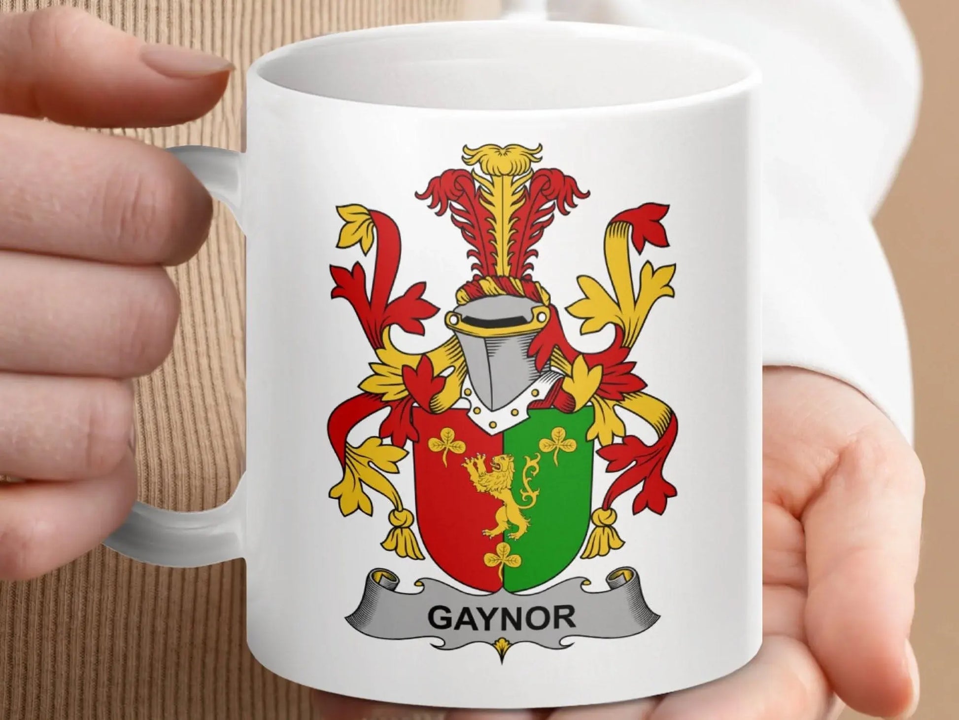 Gaynor Surname Irish Family Crest Mug - Celtic Ancestry Gifts
