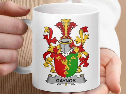 Gaynor Surname Irish Family Crest Mug - Celtic Ancestry Gifts