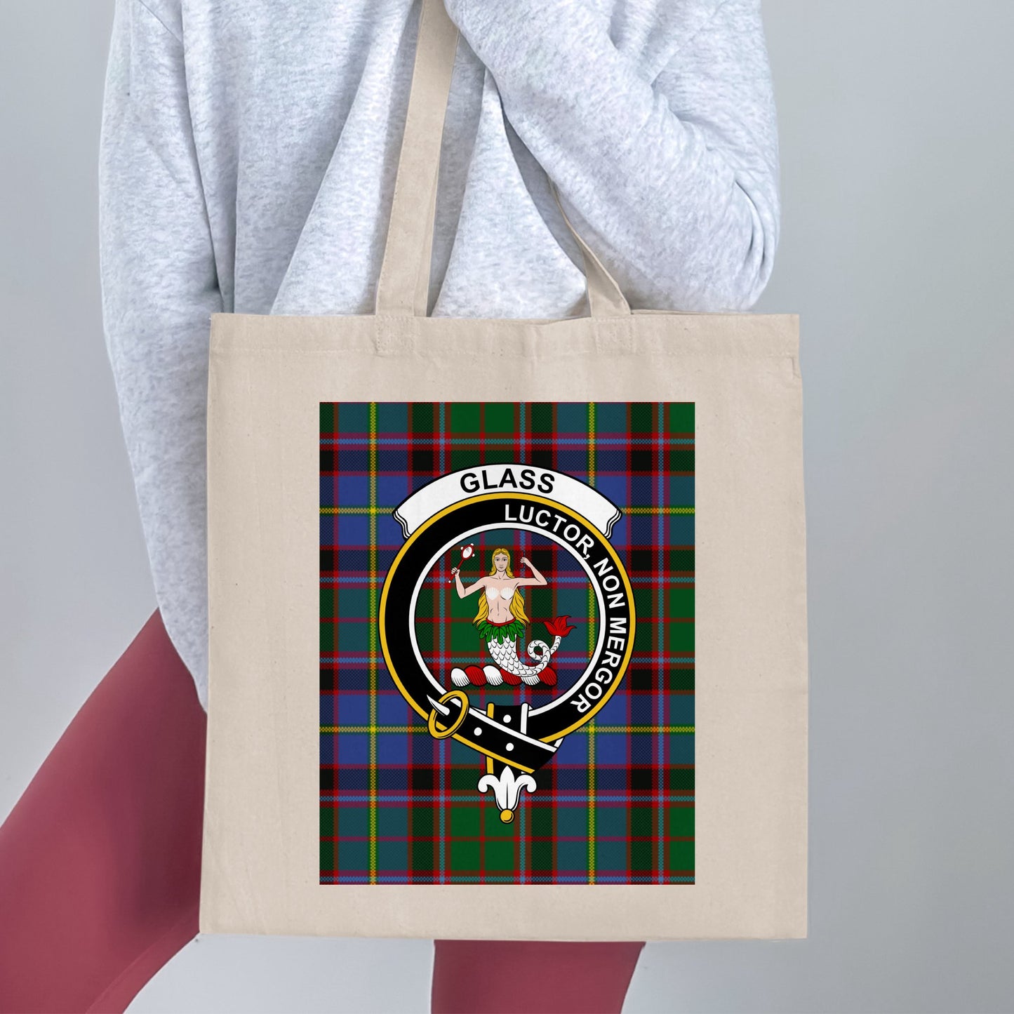 Glass clan scottish tartan crest tote bag - Living Stone Gifts