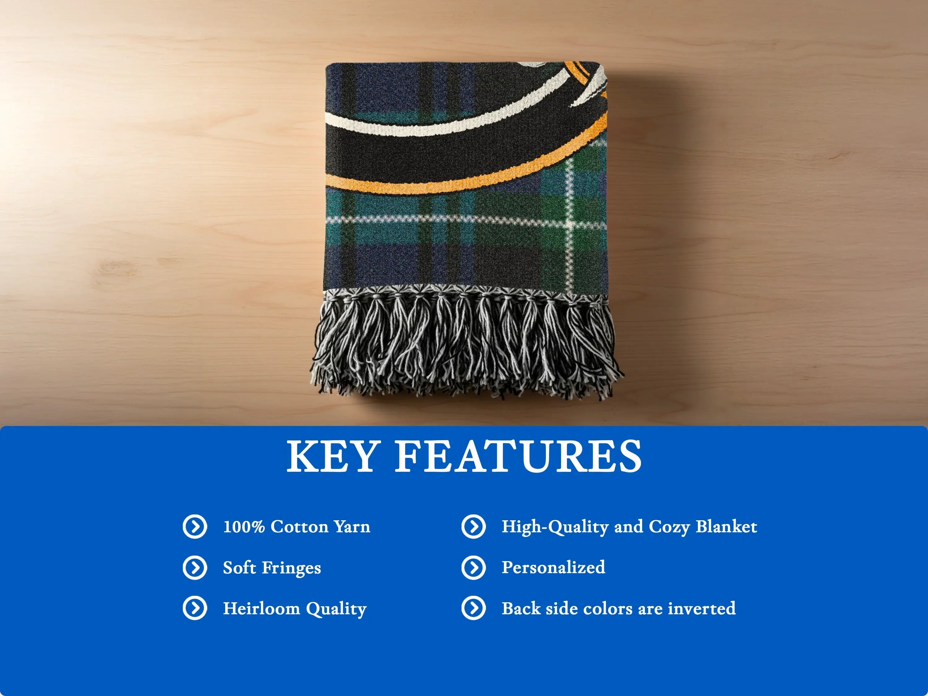 Personalized Soft Fringes Plaid Blanket Cozy Heirloom Blanket