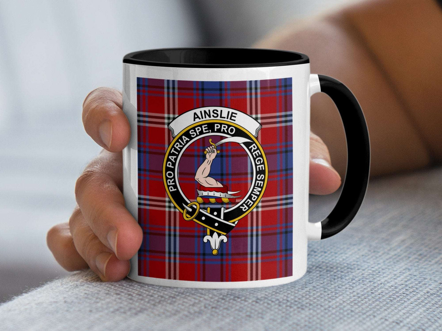 Ainslie Family Crest Plaid Design on Ceramic Mug - Living Stone Gifts