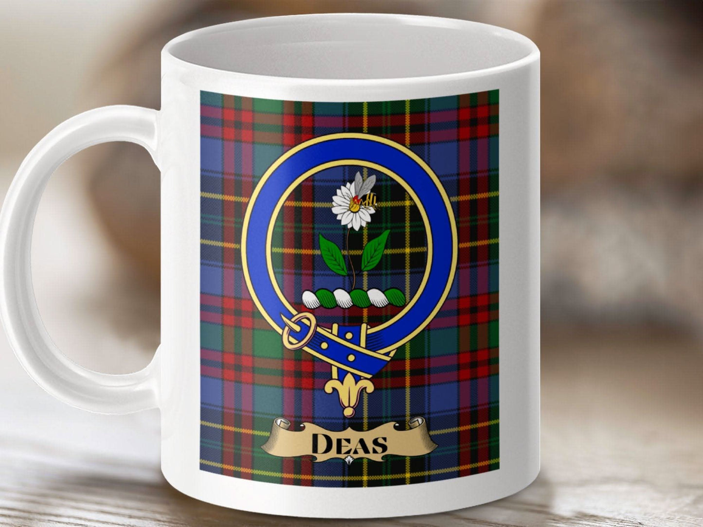 Clan Deas Emblem and Plaid Design Mug product