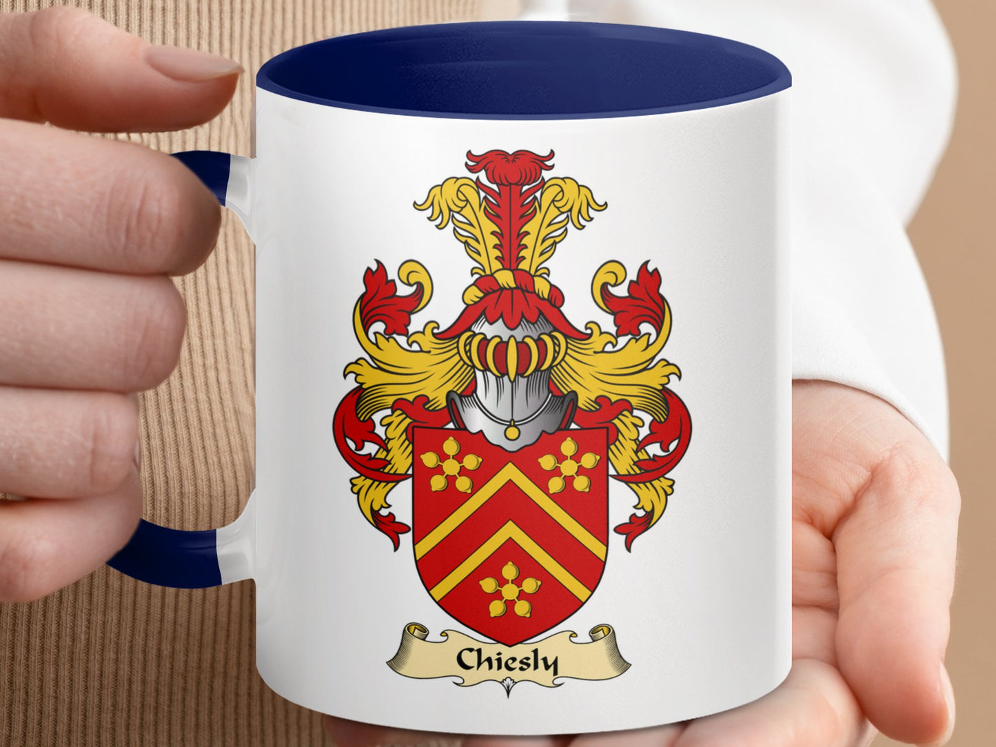 Clan Chiesly Scottish Coat of Arms Accent Coffee Mug - Living Stone Gifts