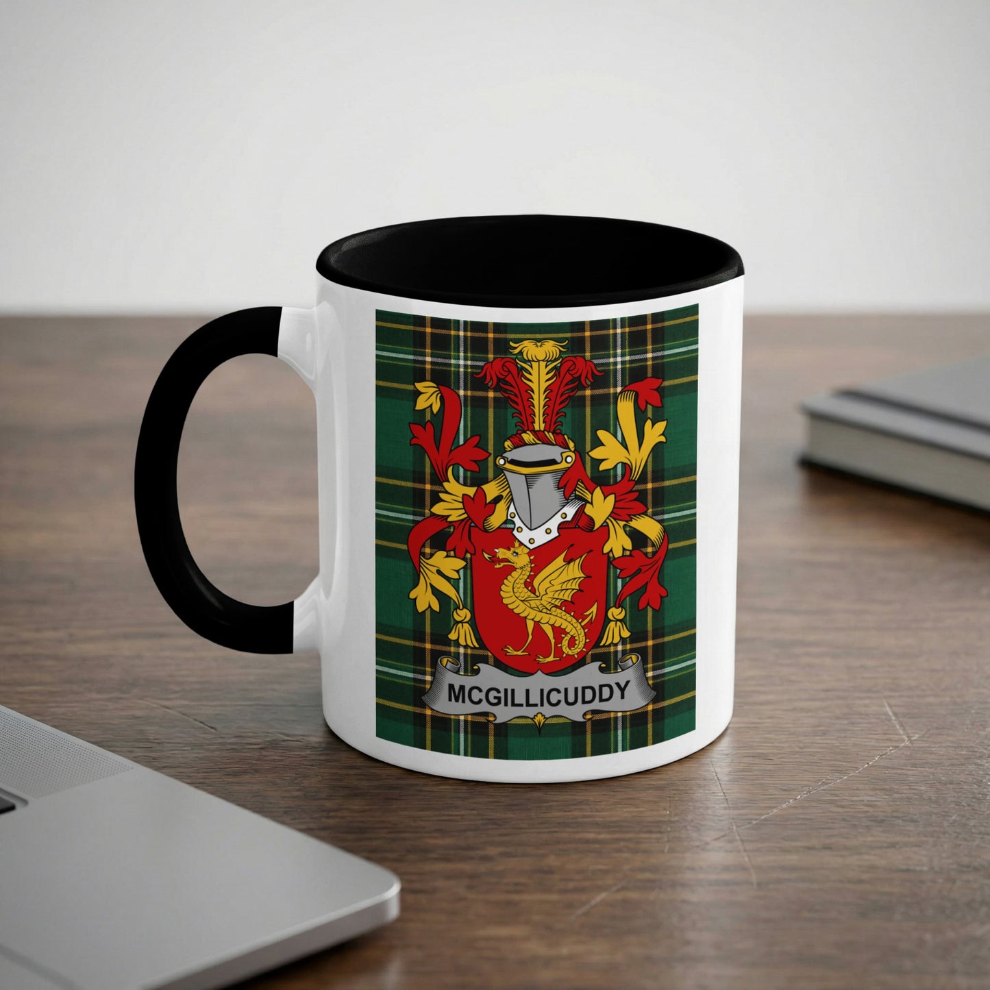 Mug with a Scottish crest and "McGillicuddy" text.